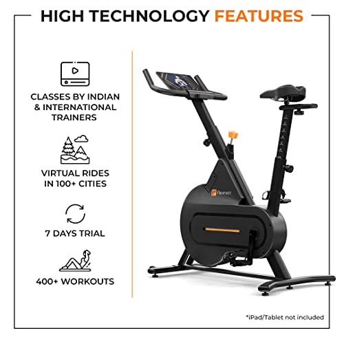 Flexnest Flexbike Lite Exercise Cycle | Smart Bluetooth Exercise Cycle for home with 500+ Live Classes on App, 100 Resistance Levels Cycle for exercise at Home Gym Workout & Cardio Spin Bike Cycling Machine gym equipment(Black)