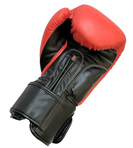 Image of LEW Red/Black Boxing Gloves for Training/ Muay Thai/Punching Bag/Sparring with a Pair of Hand Wraps (Red, 12 OZ)