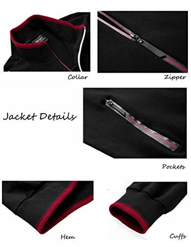 Image of Lavnis Men's Casual Tracksuit Long Sleeve Full Zip Running Jogging Athletic Sports Set Style 2 Black L