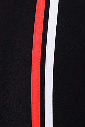 Image of Fitg18® Gym wear Leggings Ankle Length Free Size Workout Trousers | Stretchable Striped Leggings | High Waist Sports Fitness Yoga Track Pants for Girls & Women (Free Size) (Black) (RED, Free Size)