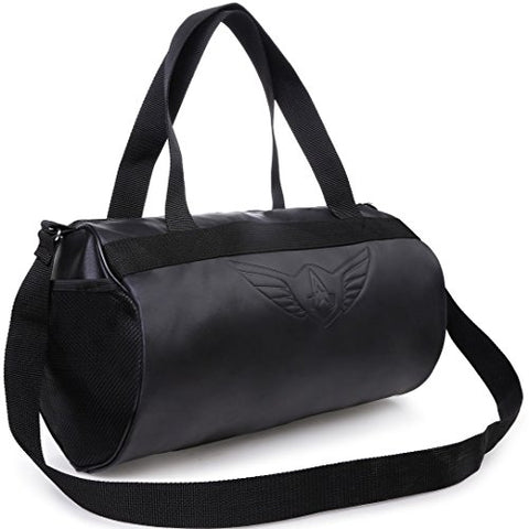 Image of AUXTER Blacky Leatherette Gym Bag Duffel Bag Shoulder Bag for Men and Women Emboss Logo (Black)