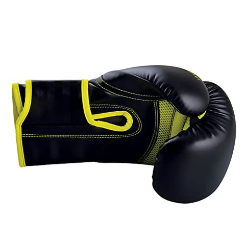 Image of adidas Boxing Gloves - Hybrid 80 - for Boxing, Kickboxing, MMA, Bag, Training & Fitness - Boxing Gloves for Men & Women - Weight (10 oz, Black/Yellow)