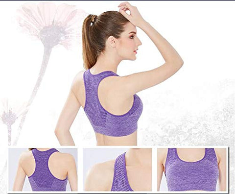 Image of Tianken Women Racerback Sport Bras High Impact Seamless Yoga Gym Fitness Running Workout Activewear Bra, 2pack-blue-purple, Small