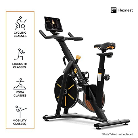 Image of Flexnest Flexbike Spin Bike | Smart Bluetooth Exercise Cycle for home gym with Live Classes on App, 100 Resistance Levels stationary Exercise Bike for Home Gym Workout & Cardio weight loss machine gym cycle (Black)