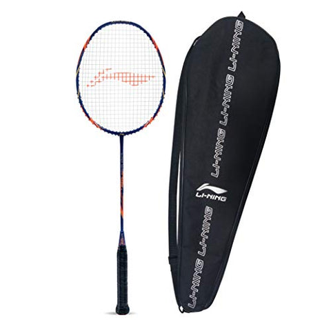 Image of Li-Ning SS-68-X Strung Carbon-Graphite Badminton Racquet (Navy/Orange, S1, 85-87 grams, 28-30 lbs)