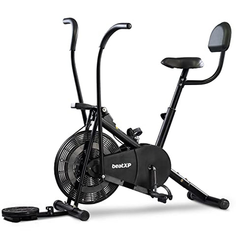 Image of beatXP Vortex Plus 4M Air Bike Exercise Cycle for Home (Gym Cycle for Workout With Adjustable Cushioned Seat | Moving Handles | Back Support & Tummy Twister With 6 Months Warranty (Black)
