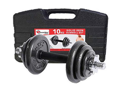 Image of PowerMax Fitness Adjustable Coated Iron Dumbbell and Anti-Slip Rod Set with Carry Case For Home Workout