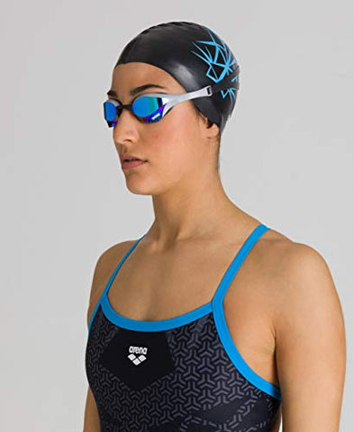 Image of Arena Cobra Ultra Swim Goggles, Blue/Silver, Swipe Anti-Fog Mirror
