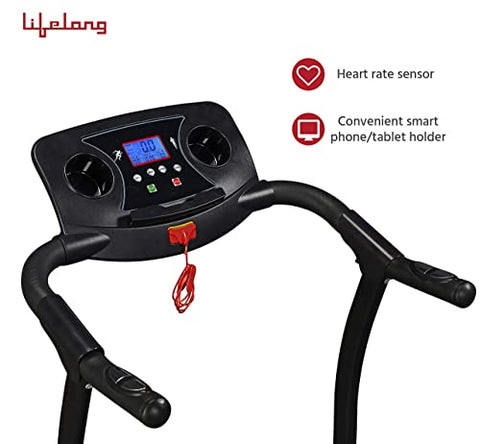 Image of Lifelong Fit Pro 2 HP Peak Motorized Treadmill for Home, 12Km/Hr Speed, Max User Weight 100Kg, LCD display and Heart Rate Sensor For Home Workouts| Home Gym (Free Installation Assistance)