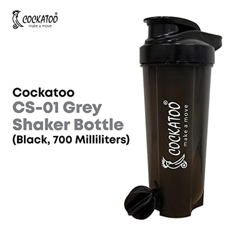 Image of Cockatoo CS-01-Grey Shaker Bottle (Black, 700 Milliliters)
