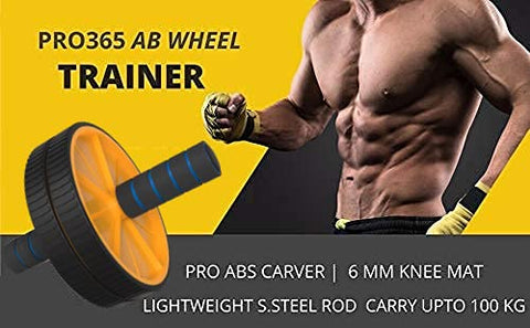 Image of PRO365 Dual Wide Ab Roller Wheel for Abs Workouts 6 Month Warranty/Home Gym Abdominal Exercise/Core Workouts for Men and Women (6 MM Safe Knee Mat, Yellow Roller)