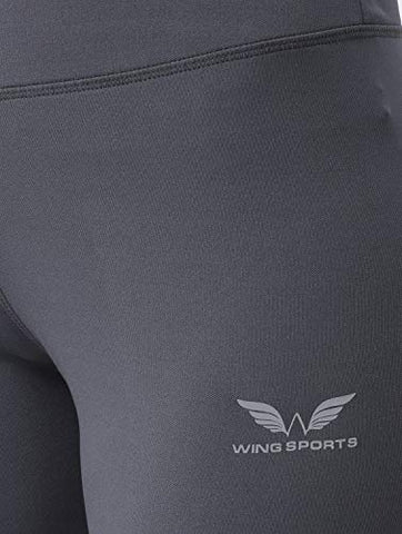 Image of Wing Sports Active Wear Sports Wear Ankle Length Fourway Lycra Tights for Women (Large, Grey)