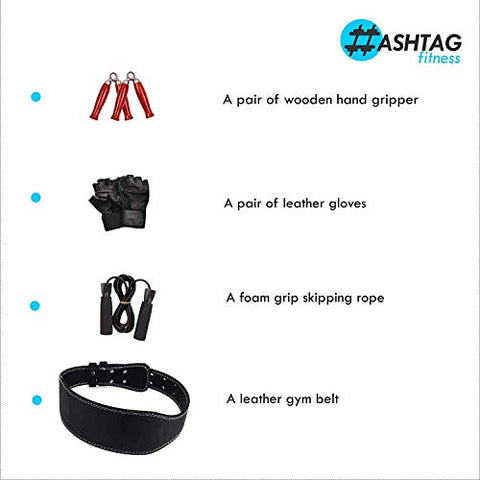 Image of HASHTAG FITNESS Multipurpose 20 in 1 Bench with 20kg to 80kg Gym Set for Home Workout (50kg), Incline