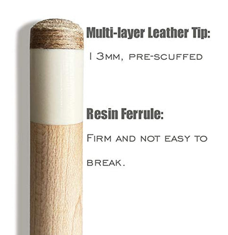 Image of Tai ba cues Pool cue Linen Wrap Pool Stick cue with 13mm Multilayer Leather Tip, 58", Hardwood Canadian Maple Professional Billiard 19, 20, 21 Oz (Selectable) 2-Piece Pool Cue Stick