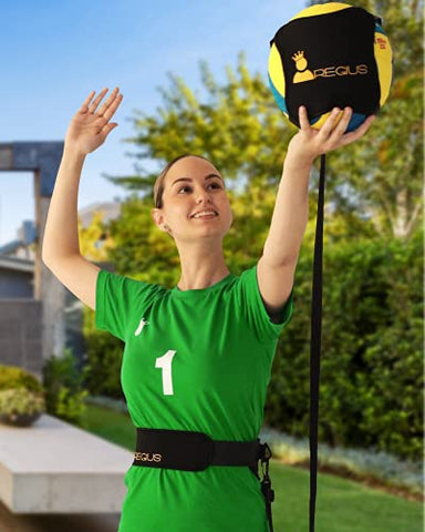 Image of Regius Volleyball Training Equipment 3.0 - Premium Solo Trainer, Perfect for Beginners Practicing Serving, Setting and Spiking, Great Gift Idea - Yellow
