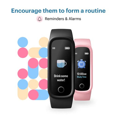 Image of Noise Champ Smart Band for Kids with 7 Alarms (Brush Teeth, Study Time & More), Lightweight, Sleep Tracker, 50+ Kids Watch Faces, IP68 Washable (Candy Pink), One Size