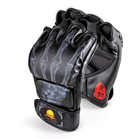 Image of ZooBoo Punching Gloves, Half-Finger Boxing Fight Gloves MMA Mitts with Adjustable Wrist Band for Sanda Sparring Bag Training (One Size Fits Most)