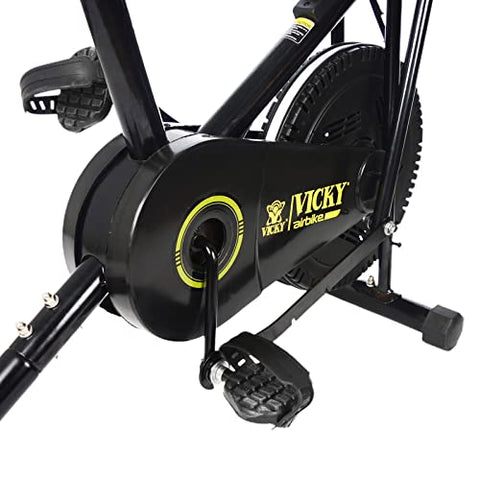Image of Vicky Fitness Air Bike with Moving Handle Full Body Workout with Cushioned Seat for Cardio Training, Weight Loss & Workout at Home