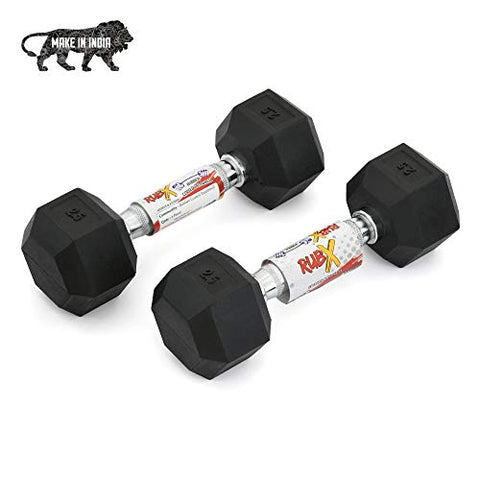 Image of RUBX Rubber Coated Professional Exercise Hex Dumbbells (Pack of Two) (2.5)