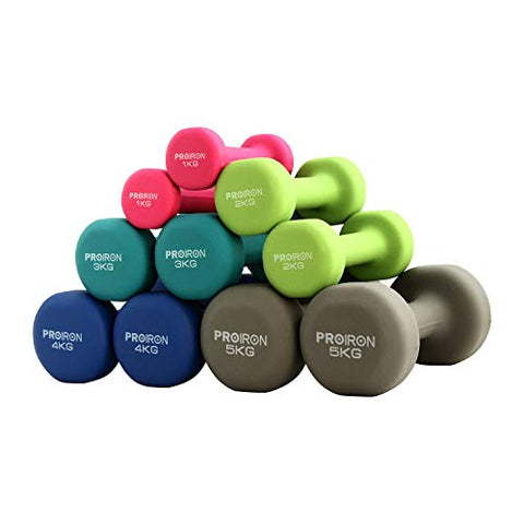 Image of PROIRON Neoprene Dumbbell Home Exercise for Ladies Kids Arm Hand Weights Pilates Dumbbells in 4kg Pair