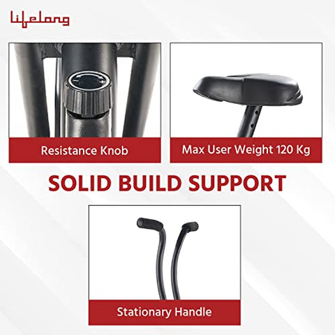 Image of Lifelong LLEB101 Air Bike, Stationary Handle for Cardio Training, Weight Loss and Workout at Home (6 Month Warranty, Free Home Installation, Black)