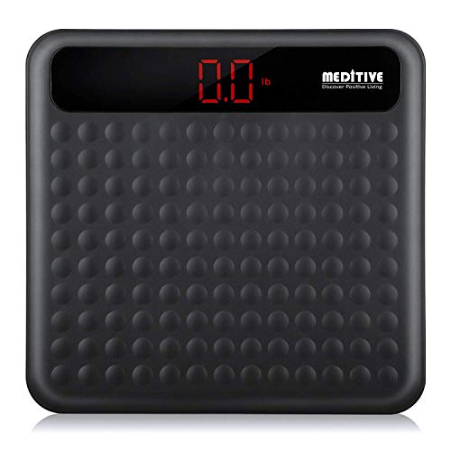 MEDITIVE Digital Human Weight Scale, Anti-Slip Fiber Body Weighing Machine 180 Kg (Black)