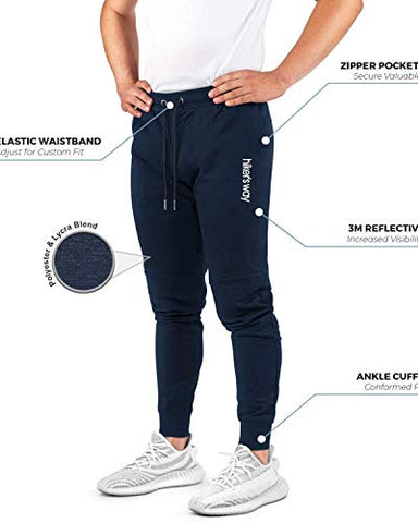Image of hiker's way Men's Regular Fit Track Pants for Men Sports Blue