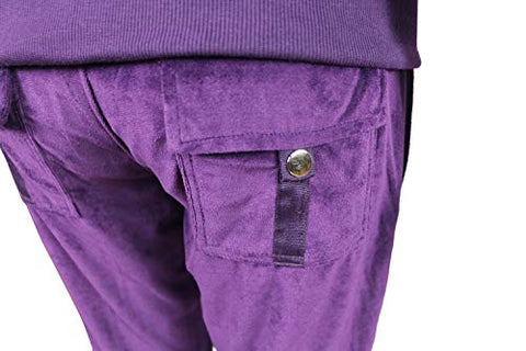 Image of LeeHanTon Women Jogging Suit Sets Plus Size Velvet Zip Up Hoodie & Sweatpant Tracksuits Purple 2XL
