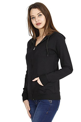Image of FLEXIMAA Women's Cotton Hooded Hoodie (whooblack7c-s_Black_Small)