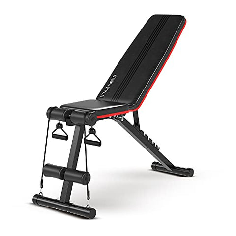 Image of FITNESS WORLD Home Multi Functional Weight Workout Strength Training Multi-Purpose Foldable Incline Decline Exercise Foldable Bench - Weight Limit: 215 Kg