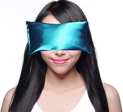 Image of Happy Wraps Lavender Eye Pillow - Weighted Hot Cold Aromatherapy Lavender Eye Pillows for Yoga Sleeping Migraines Pain Stress Relief - Gifts for Christmas, Employees, Women - Free Eye Mask - Teal