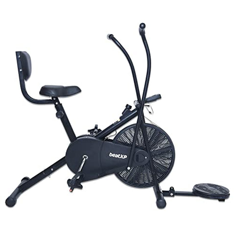 Image of beatXP Full Body Workout Gym Fitness 4M Air Bike Exercise Cycle with Adjustable Seat, Back Support, Tummy Twister & Moving Handles (Black)