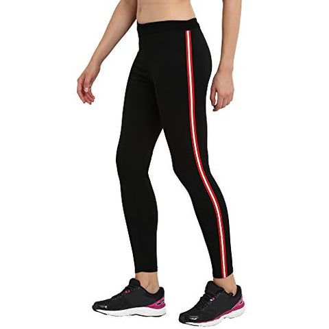 Image of CHKOKKO Women Striped Yoga Track Pants Stretchable Gym Tights Black Small