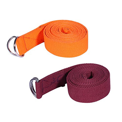 Image of Footmate Yoga Strap with Adjustable D-Ring Buckle, Yoga Props - for Safe & Perfect Yoga Posture, Durable Polyester cotton Yoga Belt for Mens and Womens – 2 Pair (Length : 8 feet, width: 1.5 inch)