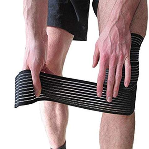 Image of TIMA 1117 Polyester Elastic Knee Compression Bandage Wraps Support for Legs, Thighs, hamstrings Ankle & Elbow Elastic Compression Wraps Perfect for Squats, Powerlifting (Pack of 2, Black)