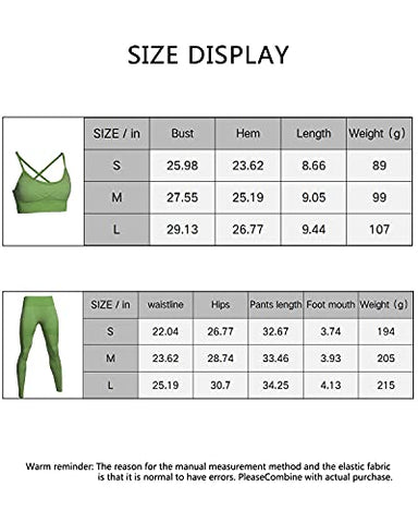 Image of TAKIYA Women's 2 Piece Yoga Workout Outfit Sports Bra High Waist Seamless Leggings Tracksuits Cross Back Tank Top Light Green L