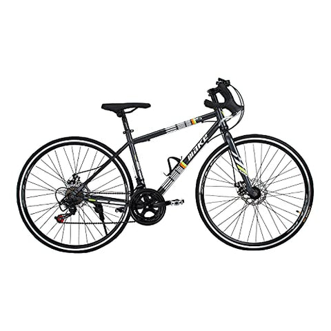 Image of Amardeep cycles Make Road Bike 700 C with 14 Speed (7 by 2) Shimano Gear, Dual disc Brake 18.00, steel Sports Gear Bicycle for Men (Black)