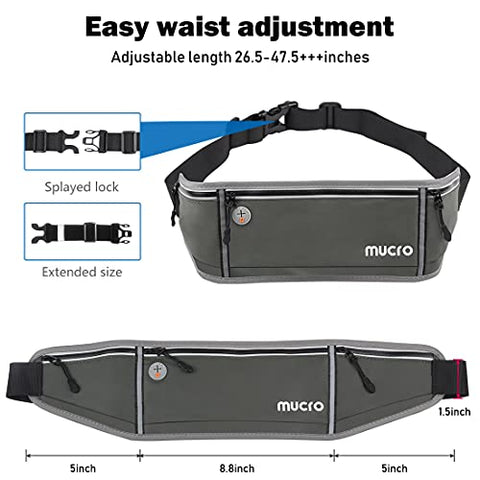 Image of MUCRO Running Fanny Pack, Large Capacity Sports Workout Running Belt with Loudest Survival Whistle and Adjustable Extender Belt for 6.5" Android Apple iPhone Running Fanny Bag