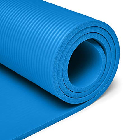 Image of AmazonBasics 13mm Extra Thick Yoga and Exercise Mat with Carrying Strap, Blue