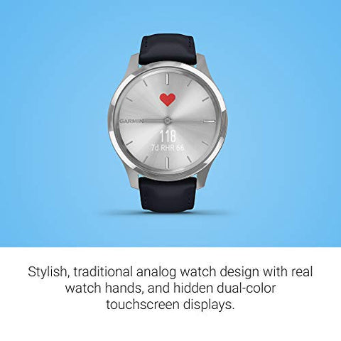 Image of Garmin Vivomove Luxe Silver Navy Leather Silver Watch