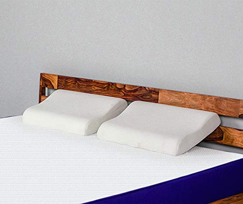 Image of Sleep Ninja Memory Curve White Pillow 24" X 16" for Back and Neck Support - Set of 2