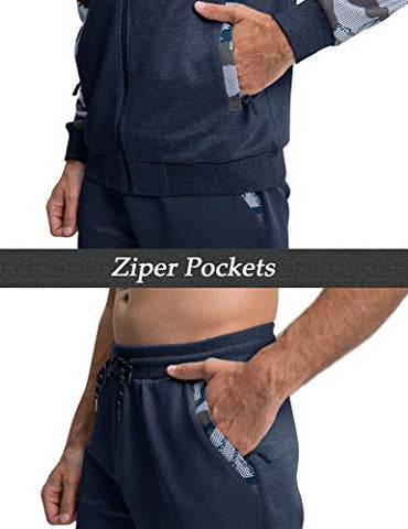 Image of MAGNIVIT Men's 2 Piece Tracksuit Set Athletic Sports Casual Full Zip Active wear Blue