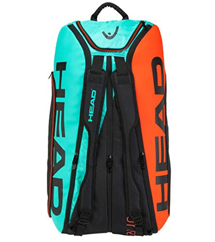 Image of HEAD Tour Team 12R Polyester Professional Tournament Tennis Kit Bag Compartments: Three | Capacity: 12 Racquets | Ventilated Shoe Compartment | Colour : Black-Teal
