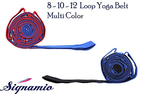 Image of Signamio® Strap/Stretch Bands/Belt 12 Loop Options with Extra Safe Adjustable, Durable Delicate Texture - Best for Daily Stretching, Physical Therapy, Fitness -Yoga, Exercise, Gym- 12 Loop-Blue-Black