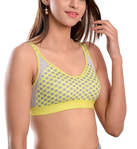 Image of Zielen Women's/Girls Cotton Sports Wear Non Padded Gym/Yoga/Workout Sports Bra (Pack of 3)