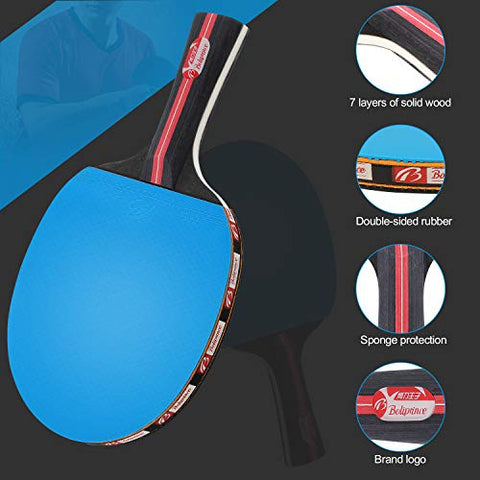Image of Fostoy Table Tennis Set, 4 Ping Pong Paddles with 8 Table Tennis Balls and Retractable Ping Pong Net, Ideal Indoor and Outdoor Ping Pong Sets, Perfect for Professional and Recreational Games (Blue)