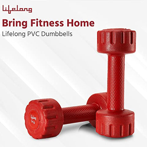 Image of Lifelong PVC Dumbbells Pack of 2 for Home Gym Fitness Barbell, Workout at Home; for Resistance Training; Easy Grip and Anti- Slip Dumbbells (6 Month Warranty)