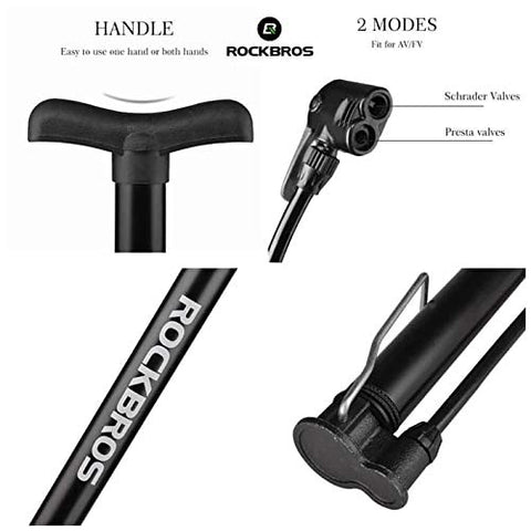 Image of Amardeep cycles Rockbros Road Bike Tire Ball Inflator Pressure Air Pump for Car and Cycle Sports Ball Scooter Inflatable Furniture/Toys (Black, Small)