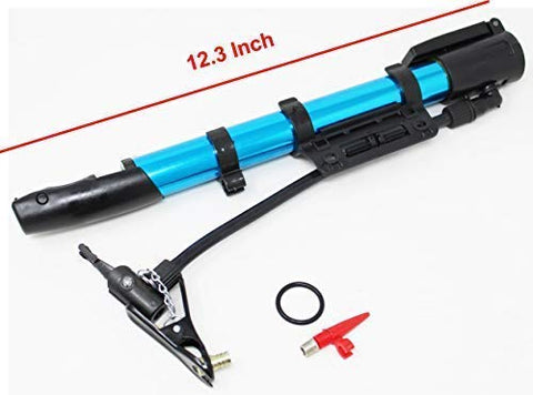 Image of Tusig Bicycle Floor Pump, Cycle Mini Air Pump, Plastic, Multi-Colour (Horizontal Pump)