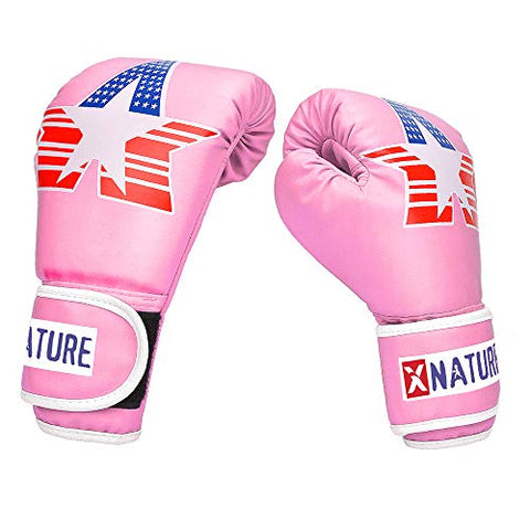 Image of Xnature 4oz 6oz 8oz PU Kids Boxing Gloves w/Gift Box Children Cartoon MMA Kickboxing Sparring Youth Boxing Gloves Training Gloves Age 5-12 Years Pink